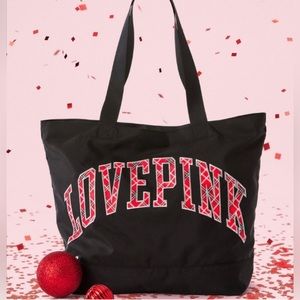 NWT VS Tote with Plaid lettering